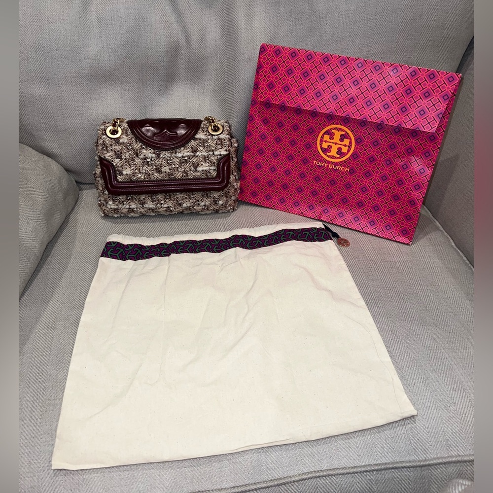 NWOT Tory Burch Fleming Soft Tweed Small Convertible Shoulder Bag
